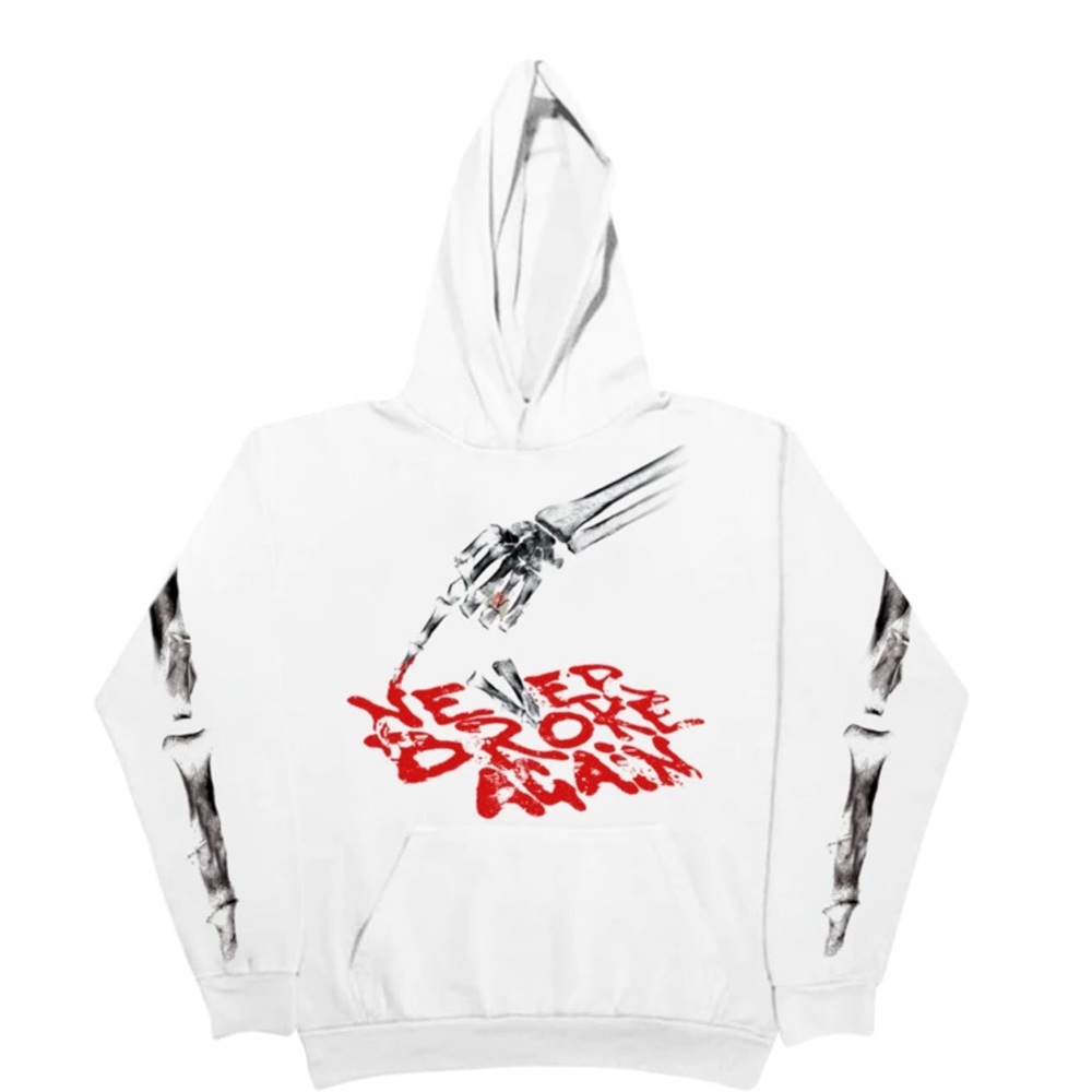 Vlone X Never Broke Again Bones Hoodie - White
